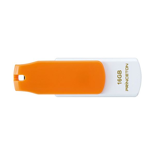 (まとめ）プリンストン USBフラッシュメモリーストラップ付き 16GB オレンジ/ホワイト PFU-T3KT/16GRTA 1