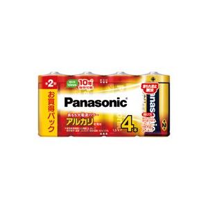 （まとめ）Panasonic パナソニック アルカリ乾電池 金 単2形(4本) LR14XJ/4SW 【×6セット】 送料無料！