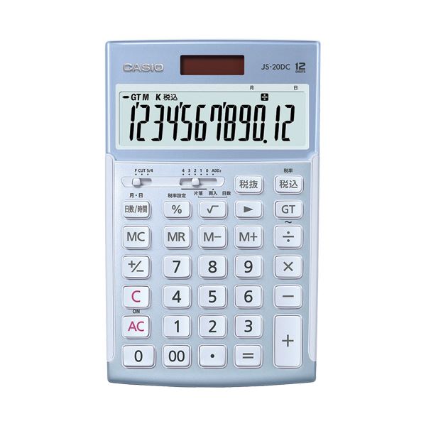 カシオ 本格実務電卓日数＆時間計算 12桁 ジャストタイプ ブルー JS-20DC-BU-N 1台 送料無料！