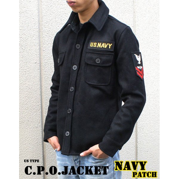 米軍 C.P.O.ジャケット NAVYパッチ JJ127YP ブラック 36（S） 【レプリカ】 送料無料！