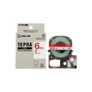 (業務用5セット) キングジム テプラPROテープ/ラベルライター用テープ 【幅：6mm】 SS6R 白に赤文字 送料無料！