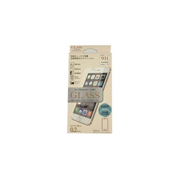 (まとめ)E-SELECT iPhone6/6S用保護ガラスフィルム 厚み0.2ミリ 日本製ガラス ES-I6GLS02CL【×