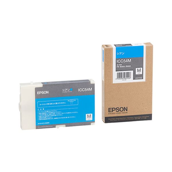 （まとめ） エプソン EPSON インクカートリッジ シアン Mサイズ ICC54M 1個 【×3セット】 送料無料！