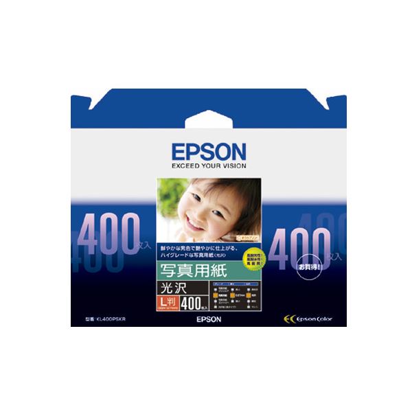 （まとめ） エプソン EPSON 写真用紙＜光沢＞ L判 KL400PSKR 1箱（400枚） 【×2セット】 送料無料！