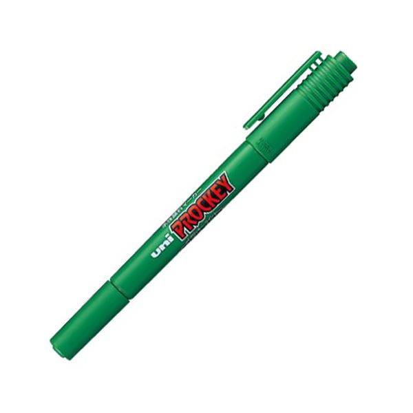 （まとめ） 三菱鉛筆 水性マーカー プロッキー 細字丸芯+極細 緑 PM120T.6 1本 【×50セット】 送料無料！