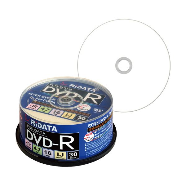 (まとめ) RiDATA データ用DVD-R4.7GB 1-16倍速 ホワイトワイドプリンタブル スピンドルケース D-R16X