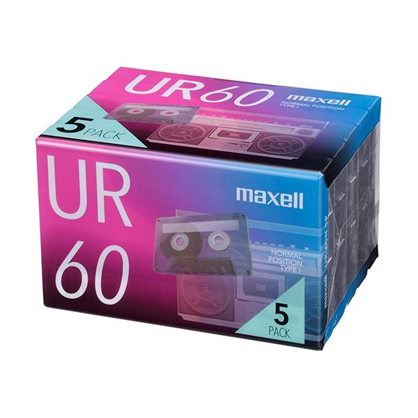 (まとめ) マクセル 音楽用カセットテープ「UR」 60分 UR-60N5P 1パック(5巻) 【×5セット】 送料込！