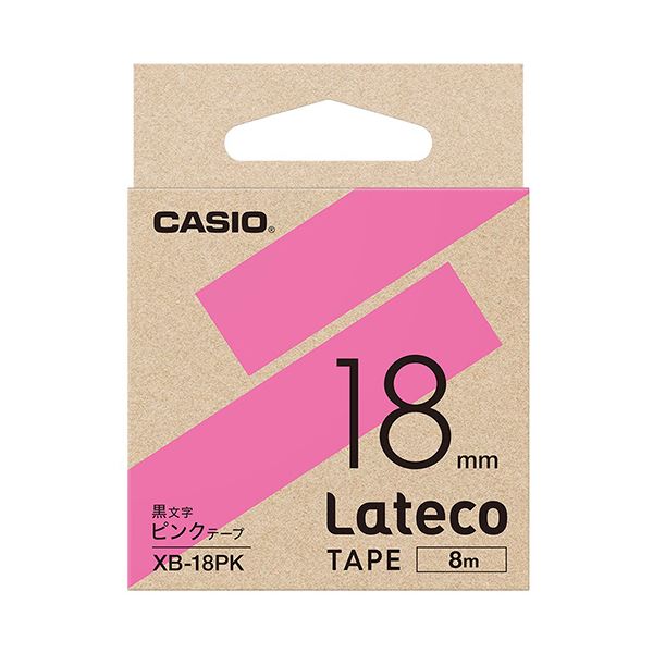 カシオ ラテコ 詰替用テープ18mm×8m ピンク/黒文字 XB-18PK 1セット（5個） 送料無料！