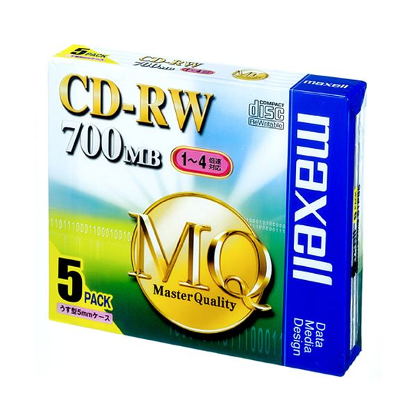 (まとめ) マクセル データ用CD-RW 700MB 4倍速 ブランドシルバー 5mmスリムケース CDRW80MQ.S1P5S