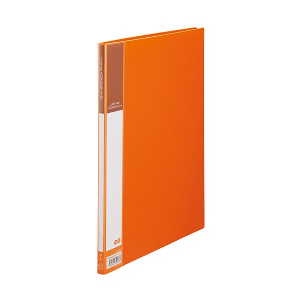 (まとめ) TANOSEE書類が入れやすいクリヤーファイル「ヨコカラ」 A4タテ 40ポケット 背幅11mm オレンジ 1冊
