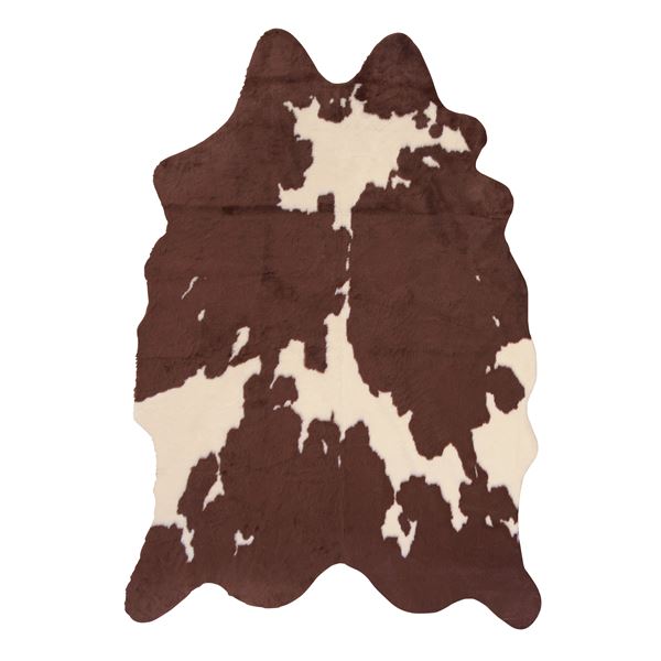 ラグマット 絨毯 160×220cm アニマル柄 カウ柄 ブラウン フェイクファー リビング ダイニング ベッドルーム インテリ