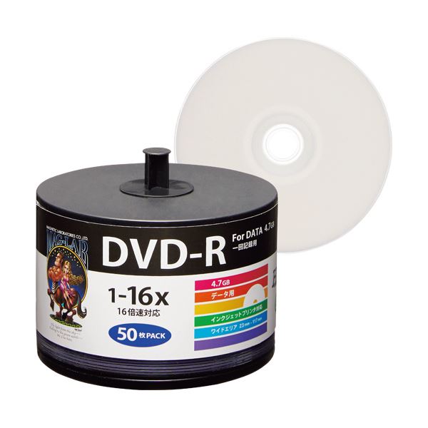 (まとめ) ハイディスク データ用DVD-R4.7GB 1-16倍速 ホワイトワイドプリンタブル 詰め替え用 HDDR47JNP